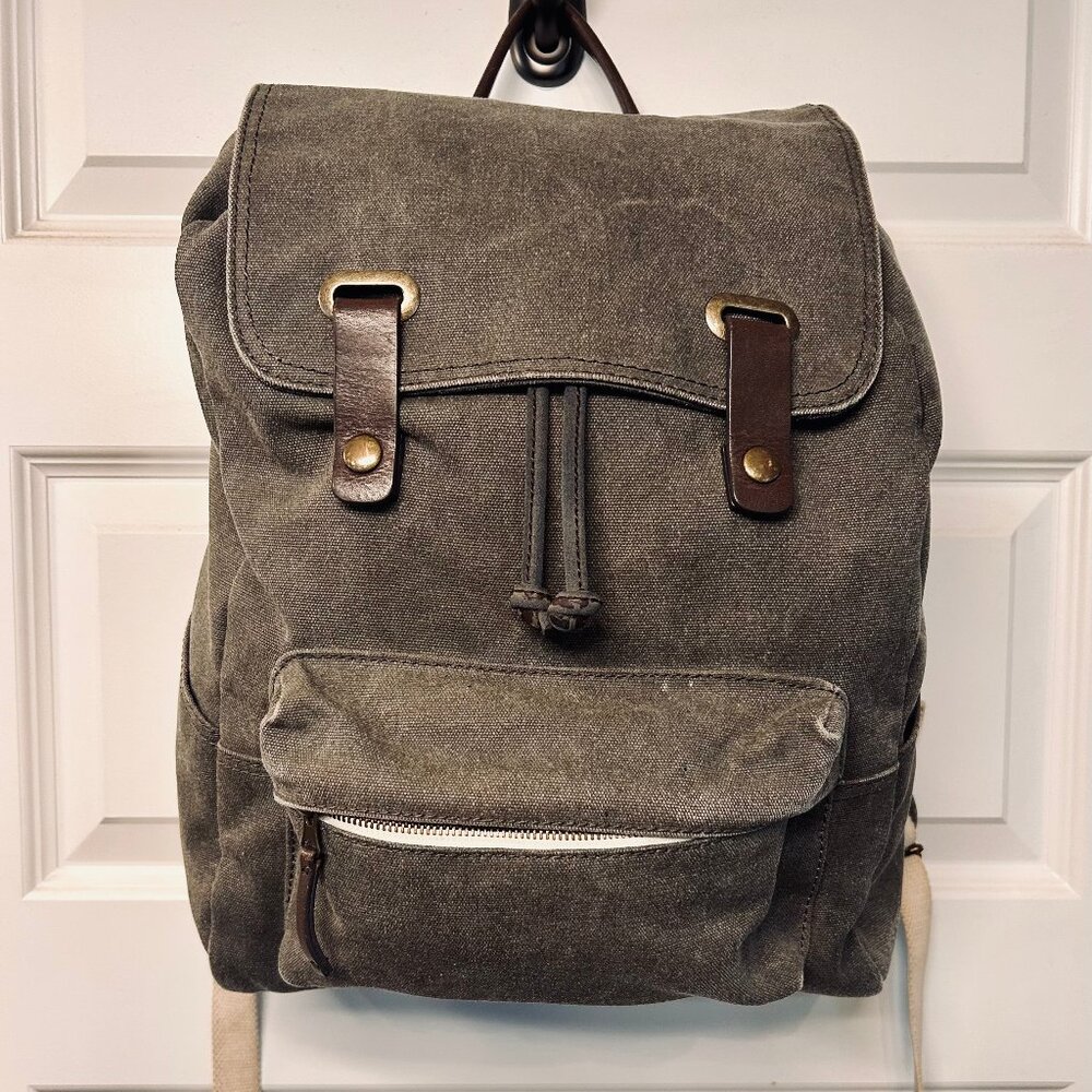 Everlane Original Modern Snap Backpack — Denim + Leather — Rare Early Version